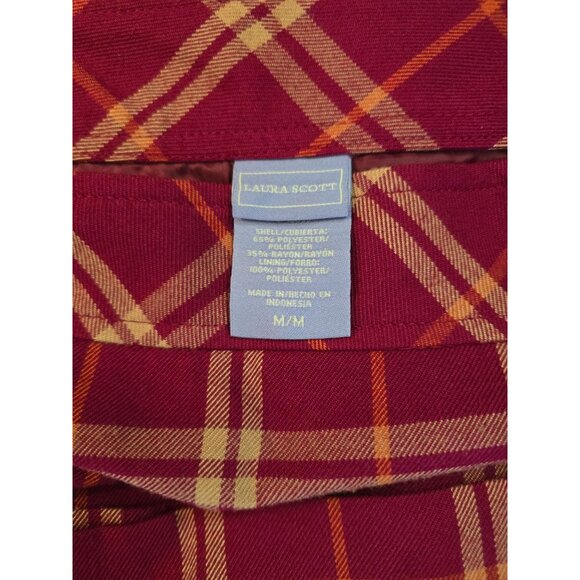 Laura Scott Plaid Skirt M/M Red & Orange Academia teacher whimsygoth - Picture 3 of 6